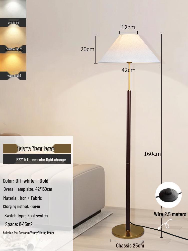 Modern Minimalist Floor Lamp: High-End Fabric Standing Light for Living Room, Study, or Bedroom.