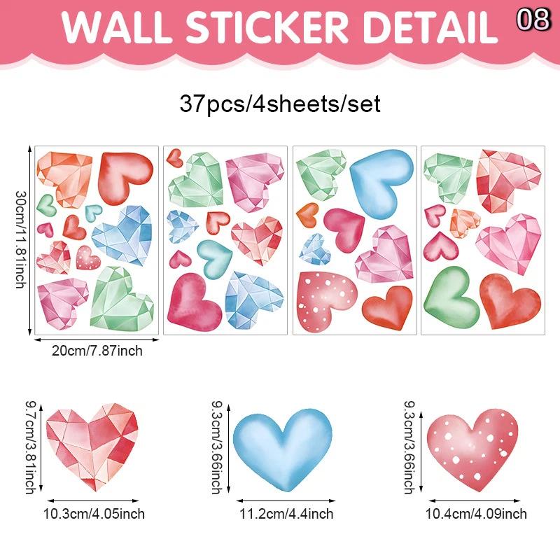 

Heart Love Glass Window Stickers 3D Valentine S Day Scene Decoration Background Glass Static Wall Stickers Creating Holiday 8