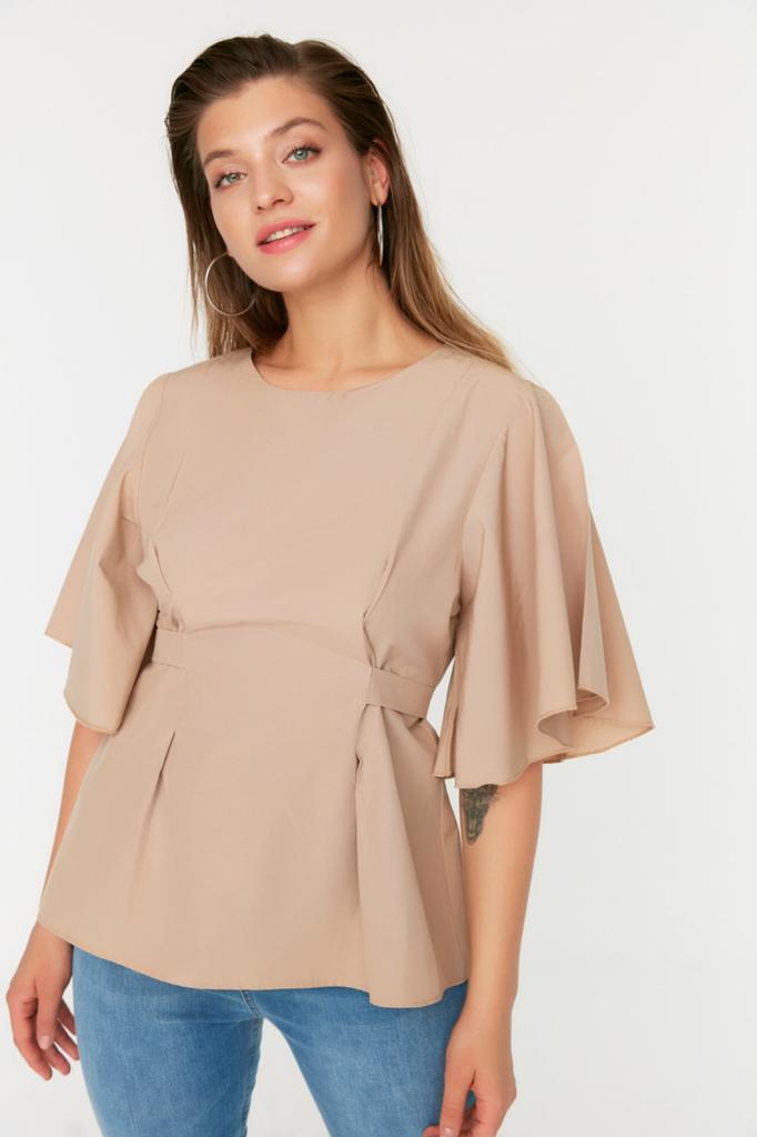 Women's Style Plus Size Purple Woven Tie Detailed Blouse