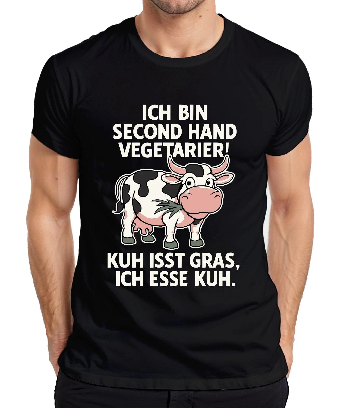 Secondhand Vegetarier Kuh isst Gras ich esse Kuh Bauernhof Lustig Herren T-Shirt L