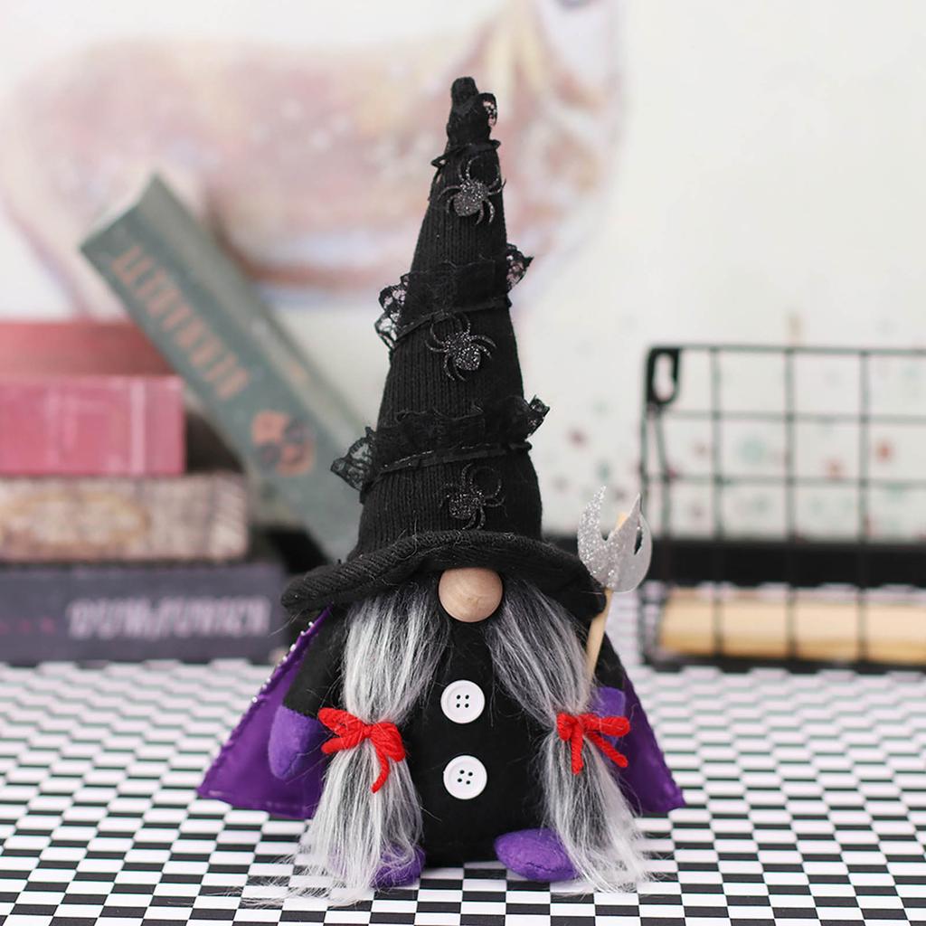 Halloween Decorations Swedish Gnome Tomte Scandinavian Elf Witch with Cape & Hat Halloween Party Plush Ornaments Gifts