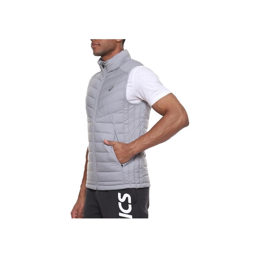 Asics Solid Color Outdoor Casual Sports Zip-Up Stand Collar Warm Down Vest Men Vests Gray 2031E441-020