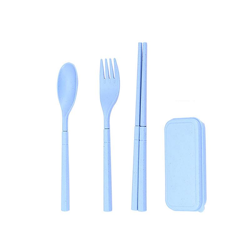 3-Piece Eco-Friendly Cutlery - Portable Dining Kit with Carrying Case- Wheat Straw Spoon/Fork/Chopsticks
