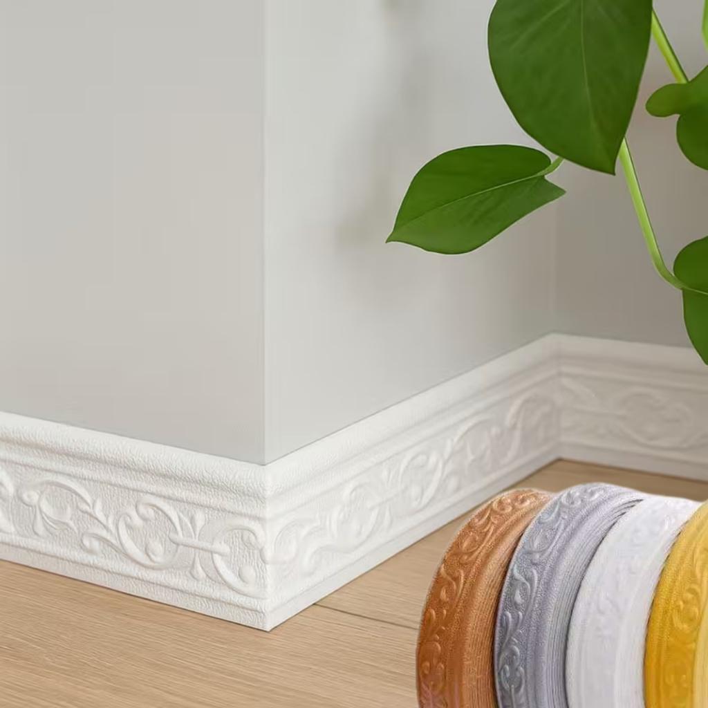 1pc Self Adhesive Flexible Foam Molding Trim,Wallpaper Border 3D Sticky Decorative Wall Lines,Peel and Stick Wall Baseboard Trim