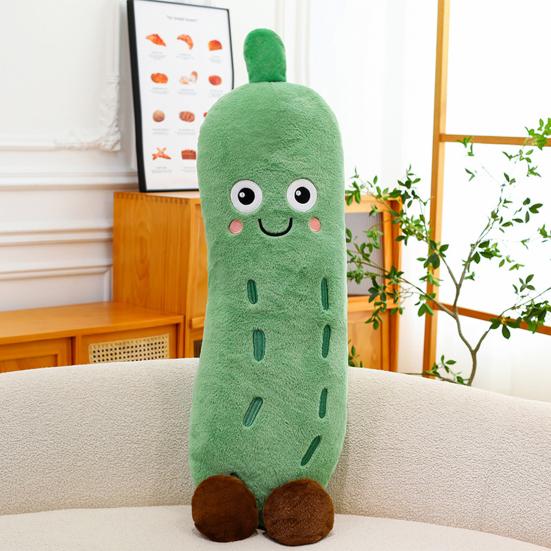Smil Agurk Plysjdukke Bedårende Grønnsaks-Emotikon Kastepute Myk Utstoppet Grønnsaksleke Dekorative Gaver