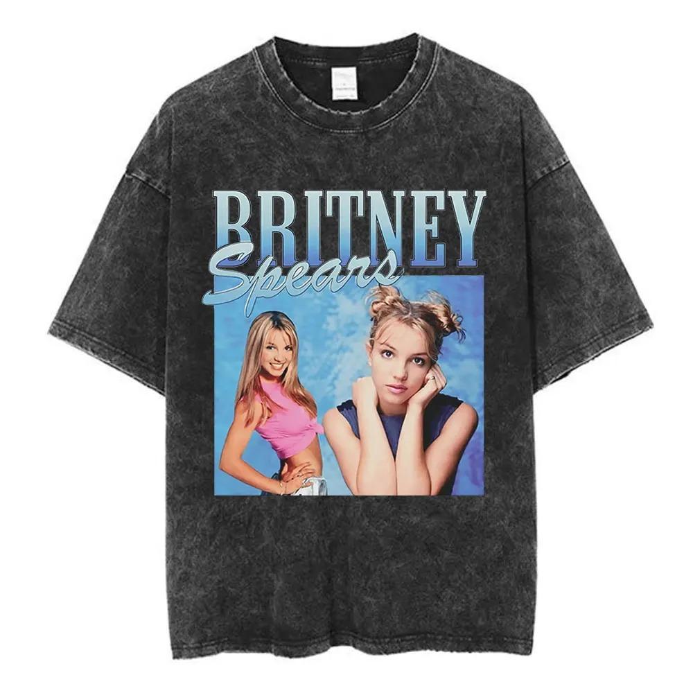 Britney Spears 2001 Tour Vintage Wash Double-Sided T-Shirt, Unisex Pop Princess Fan Streetwear Tee, 100% Cotton Casual Short Sleeve Top