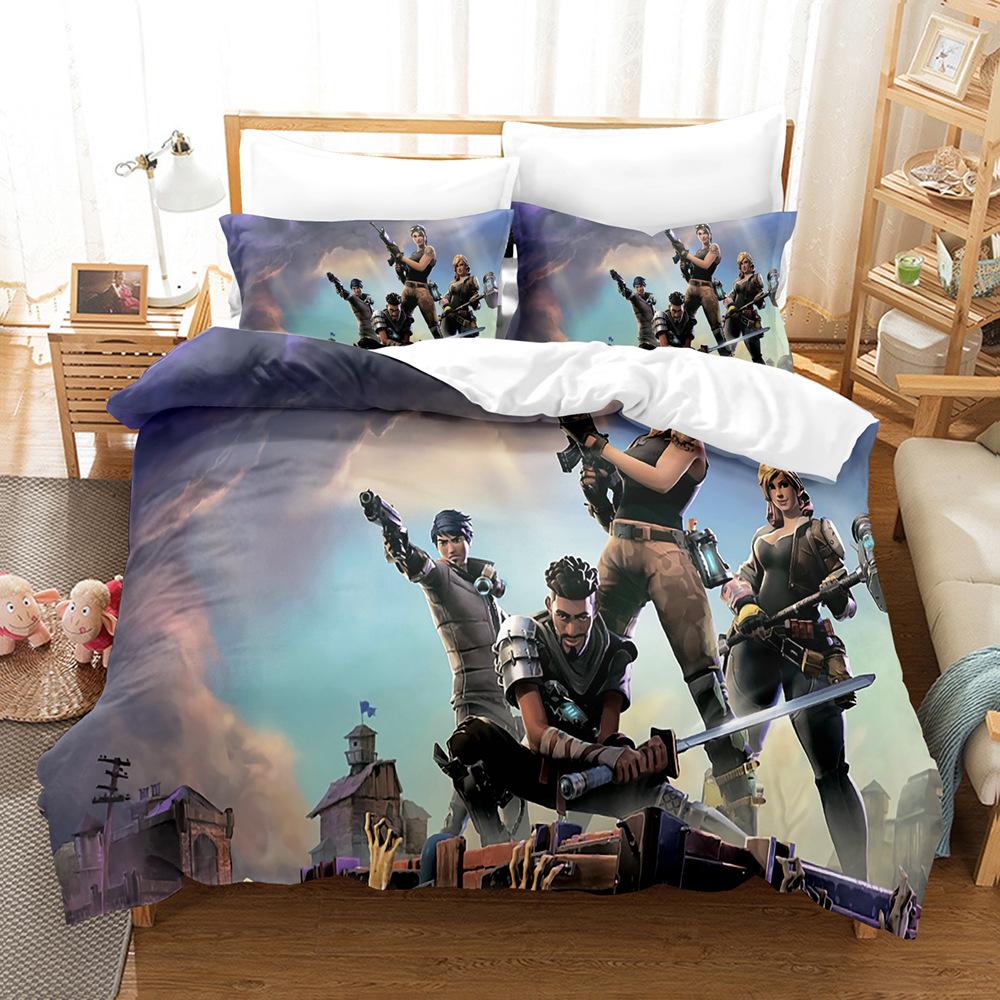 Cartoon Game Mini World Fortnite Quilt Set Three-Piece Digital Printing Three-Piece Set
