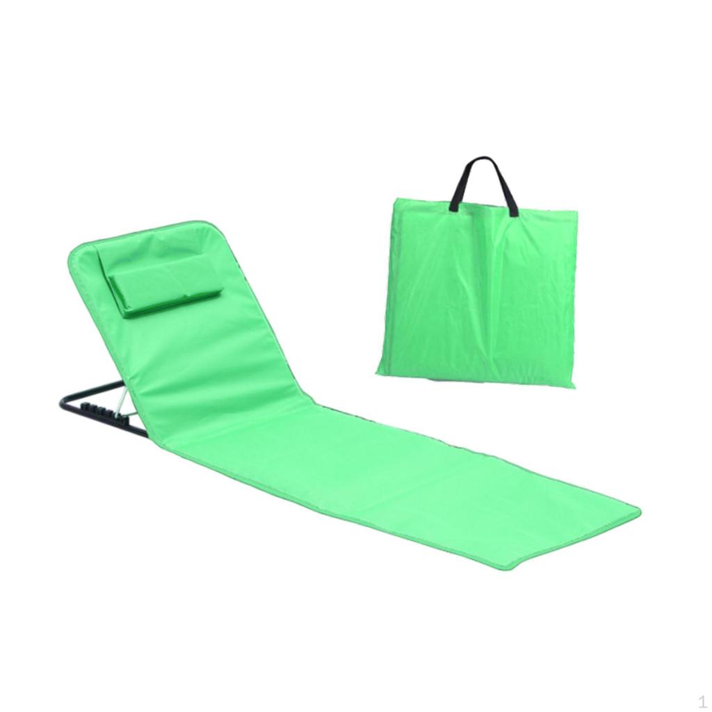 Adjustable Backrest Beach Lounger with Carry Bag, Lightweight Folding Chair for Outdoor Relaxation