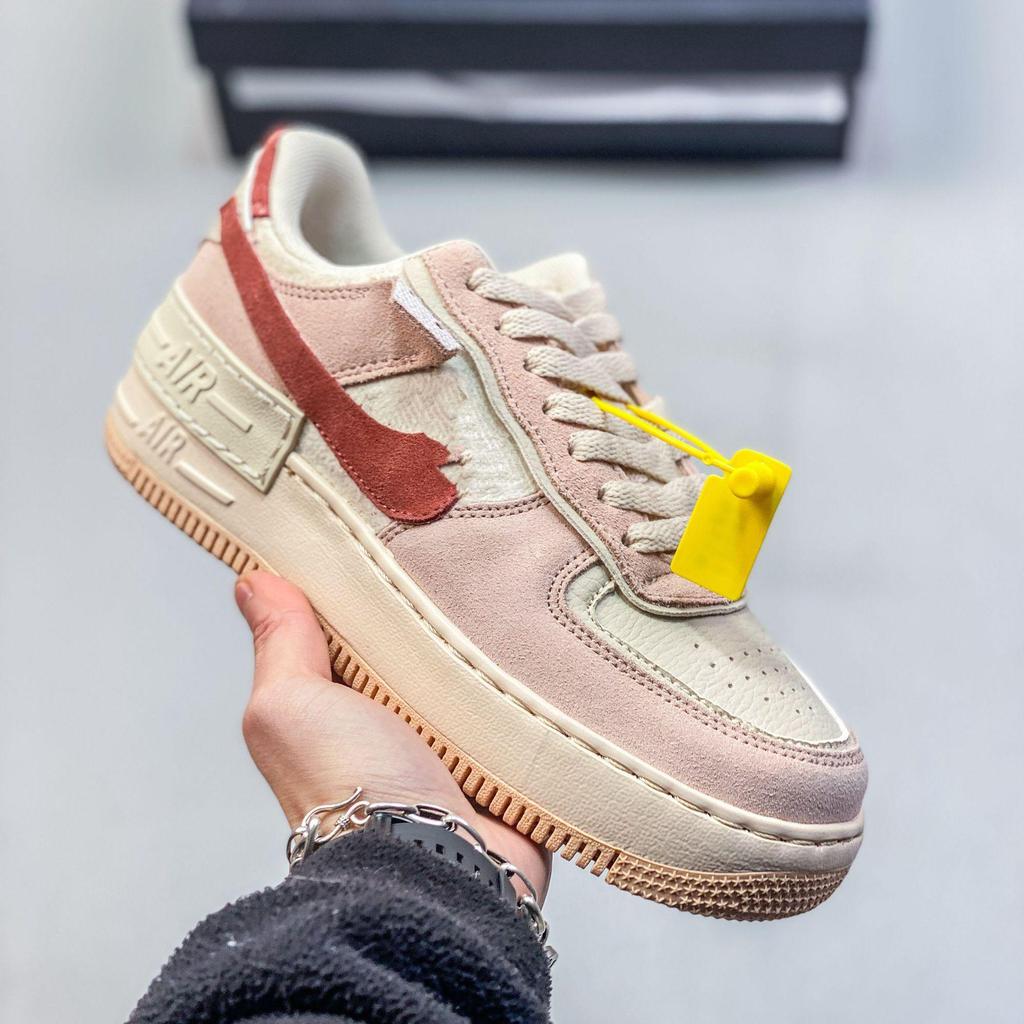Women's AF1 Shadow Macaron Deconstructed Patchwork Sneakers - Thick Sole, Height-Enhancing, Versatile White Shoes