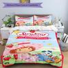 3pcs Strawberry Princess3 Design Cover Set - HD Printed Bedding with 1 Cover and 2 Pillowcases - Perfect for Home and Dorm Decor