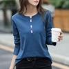 Spring Autumn Women's Loose Casual T-shirt Female Long Sleeve Solid Color Tee Ladies Cotton Bottomed Pullover Top