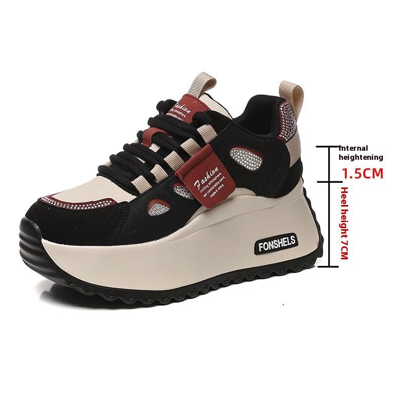 Women's 8cm Height Increase Forrest Gump Shoes Autumn and Winter Thick-soled Casual All-match Sports All-match Daddy Shoes