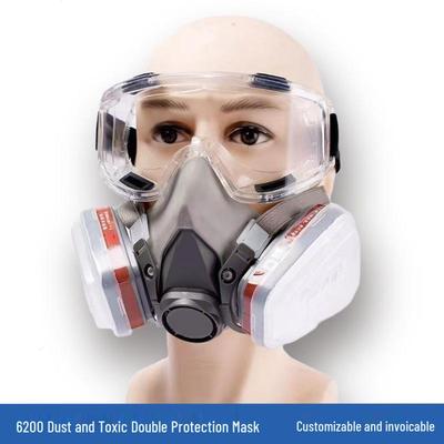 Maschera a Gas a Doppio Filtro 6200 per Verniciatura a Spruzzo, Protezione Chimica, da Polvere e Gas Tossici