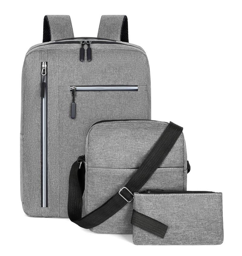 Business men's backpack three-piece simple solid color outdoor leisure backpack junior high school student schoolbag fashion