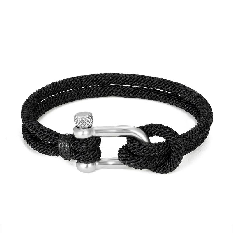 U-shaped Horseshoe Buckle Bracelet Men's Stainless Steel Couple Milan Rope Outdoor Enthusiast Bracelet