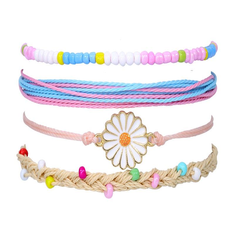 Bracelet Friendship Daisy Hand Made Anklet Flower Pendant Girls Gifts Kids Decor
