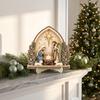 Stabile Futterkrippe Kunst Krippenszene Holz Tischdekoration, Weihnachten Heilige Familie Figur Dekoration, Dekorative Ornamente für Eingang Religiöse Weihnachten