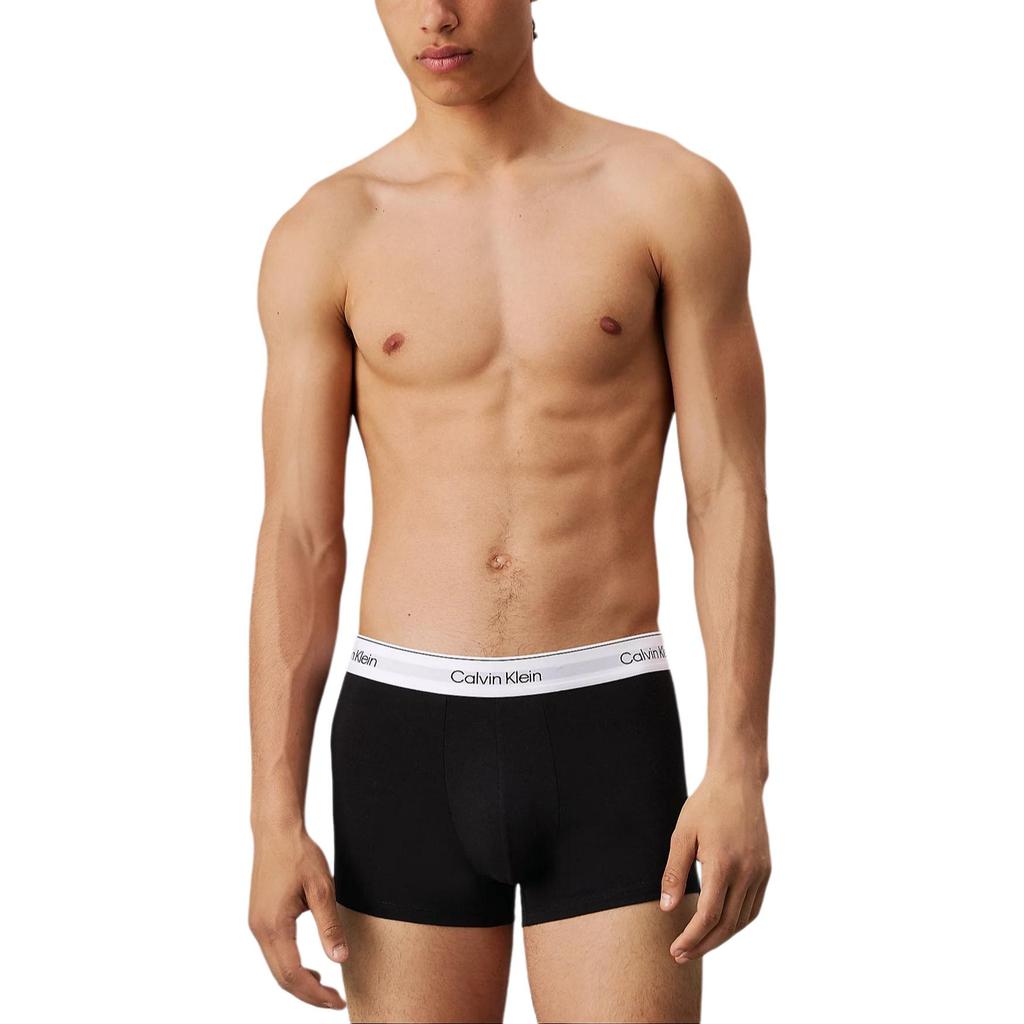 Calvin Klein Confezione da 3 Boxer Briefs a Vita Media con Stampa di Lettere Comodi Biancheria Intima da Uomo Neri 000NB3963A-UB1