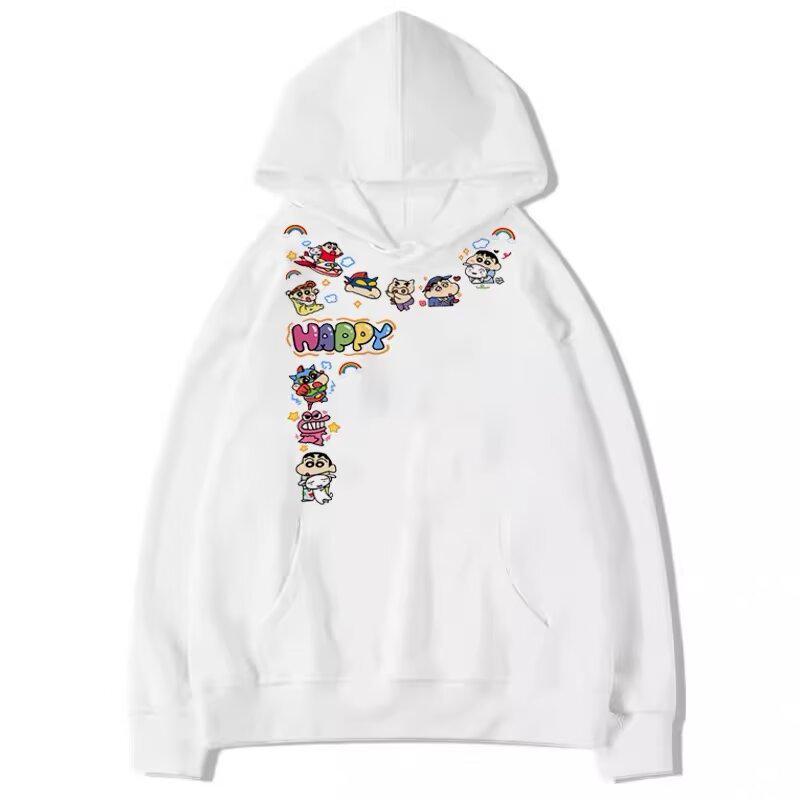 Fleece-Lined Shin-chan Cartoon Hoodie - Casual Couple Outfit for Autumn and Winter