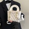 Bag, female texture rhombus embroidered thread handbag, Korean version spring and summer niche ins high value single shoulder messenger bag