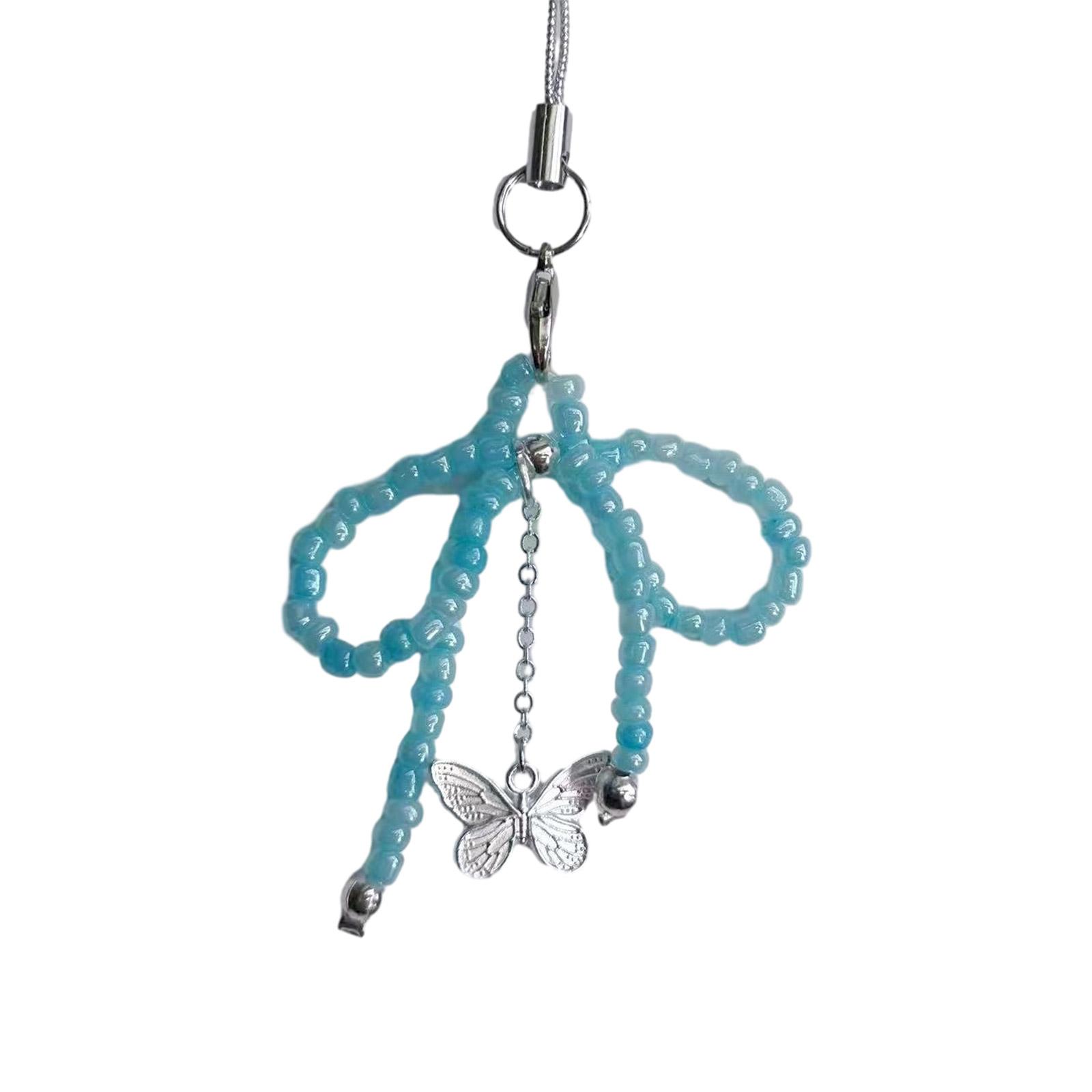 

Милый бисерный бантик, кулон-бабочка, ремешки для телефона, шнурок, карманный брелок, ремешок для рюкзака, цепочка для украшения ключей от машины светло-синий
