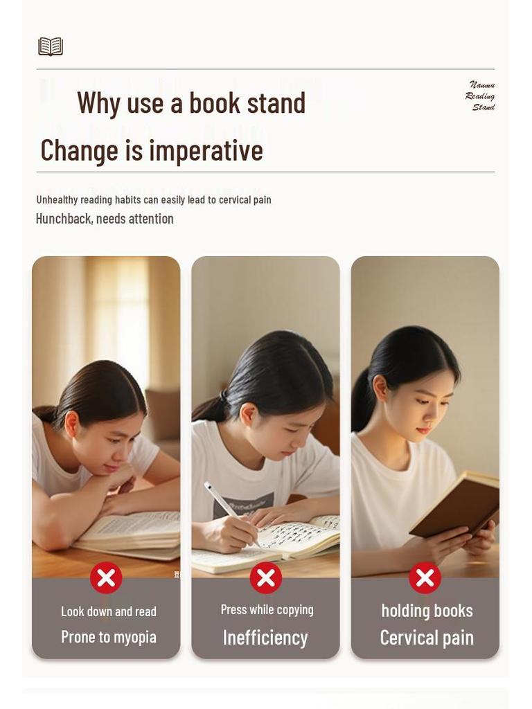 Children's Adjustable Reading Stand - Solid Wood Foldable Book Holder with Height Adjustment