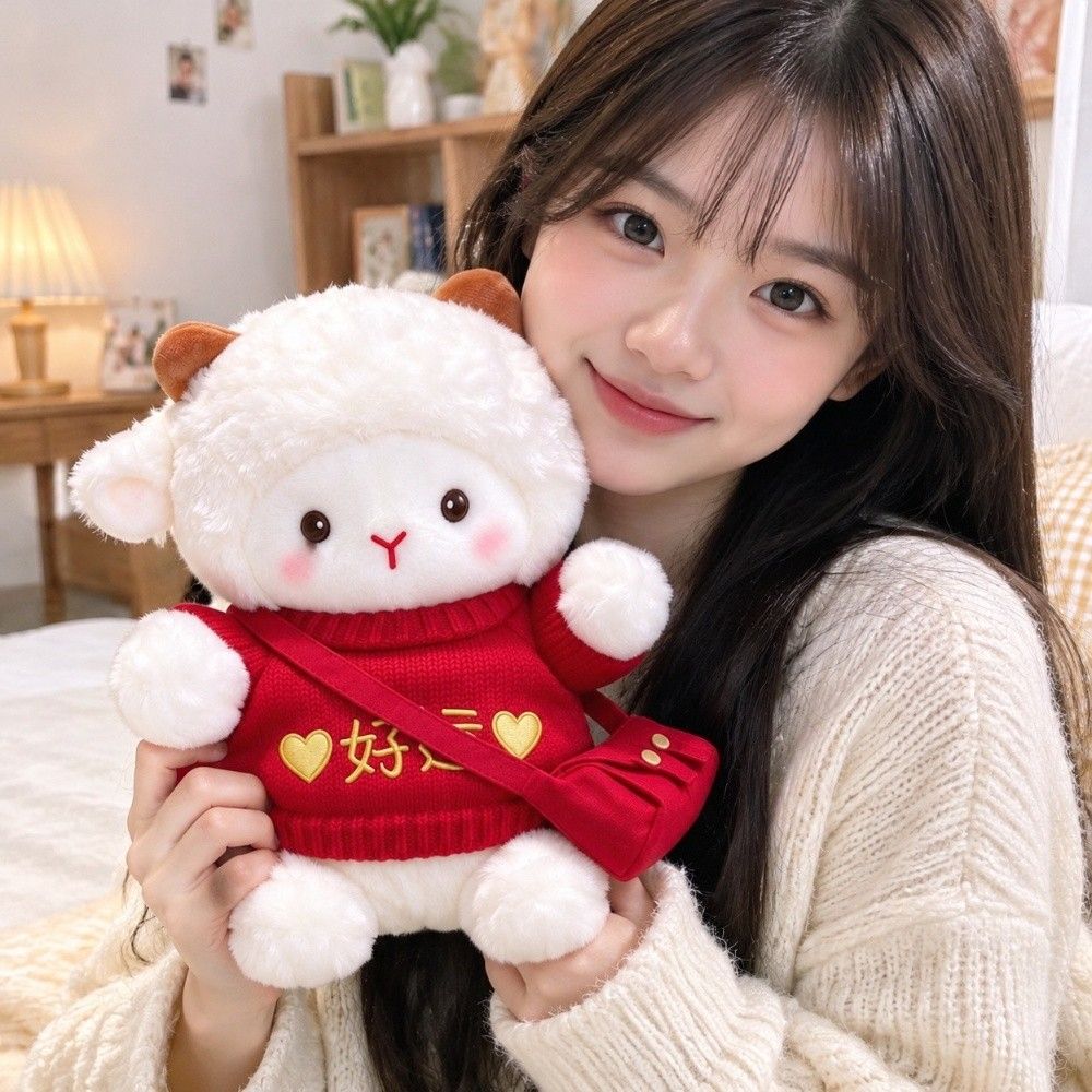Sheep Design Sheep Plush Toy New Year Theme Plush Lamb Doll New Stuffed Animal Doll Birthday Gift