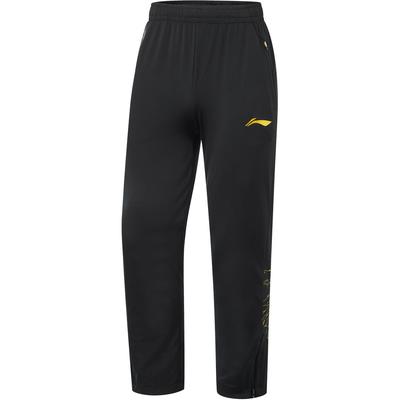 Li Ning Ping Pong Series Mid Waist Solid Color Logo Knitted Sports Pants Men Bottoms Black AYKU771-1