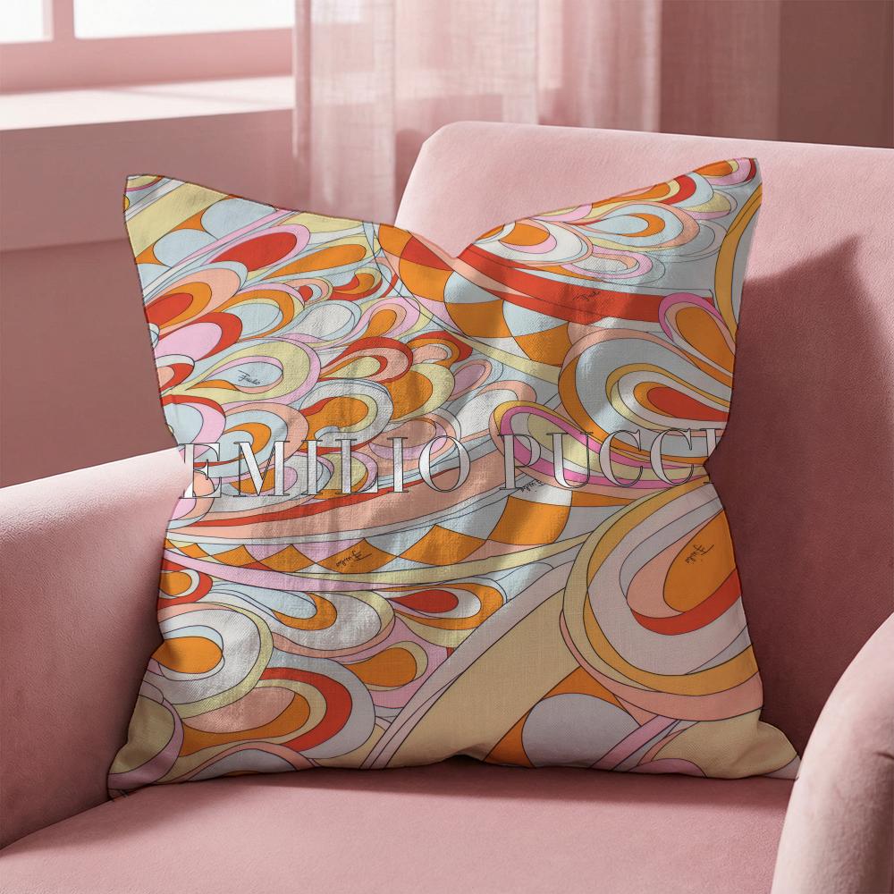 Fashion E-Emilio logo Puccis Cushion Cover Multi-Scene Pillow Cover for Home & Car - Reversible, Soft & Durable for Daily Use