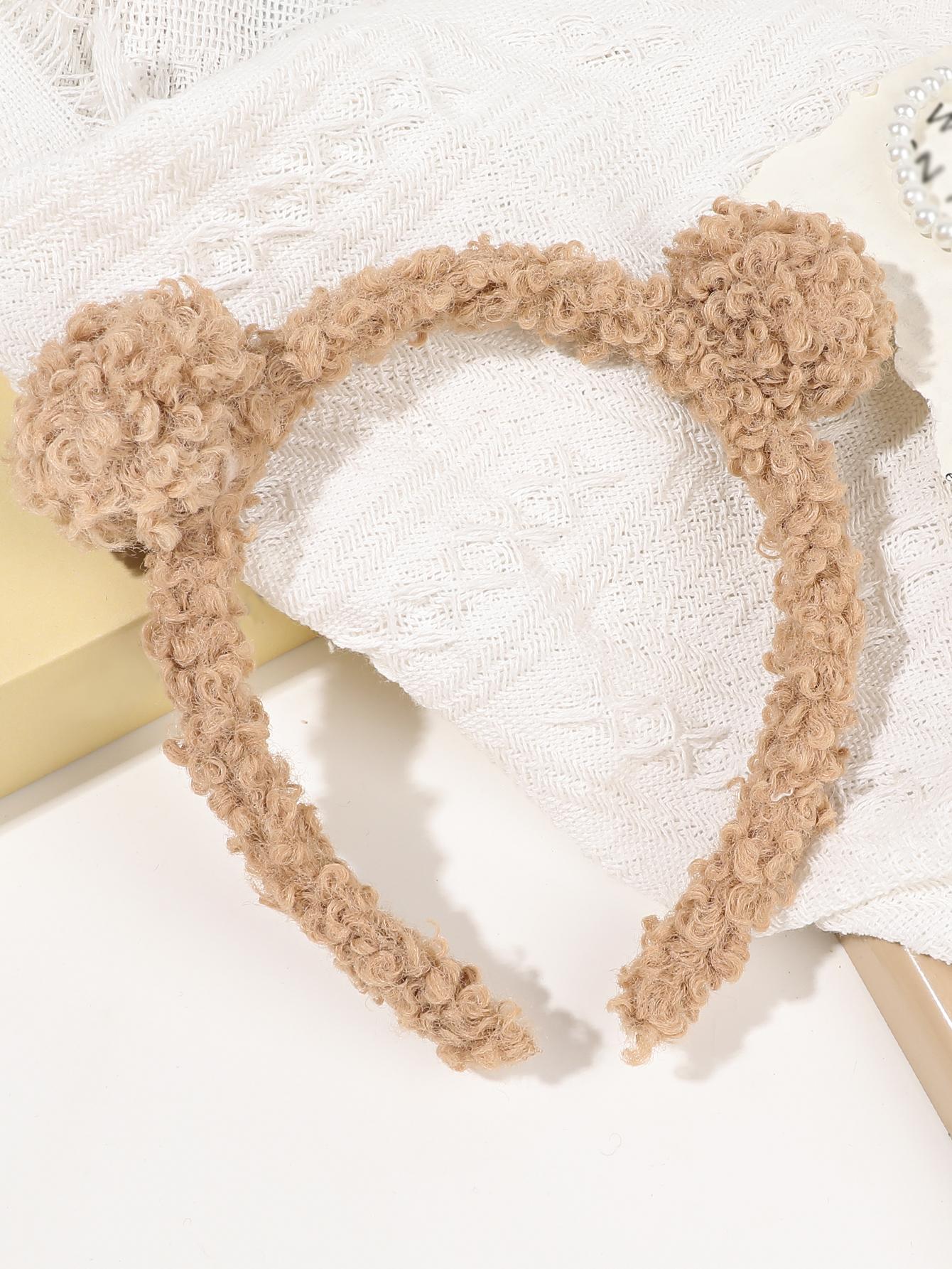 

1 шт. Пушистая повязка на голову с медвежьими ушками, Нескользящая милая повязка для волос для умывания, макияжа, обруч для волос для женщин, девушек