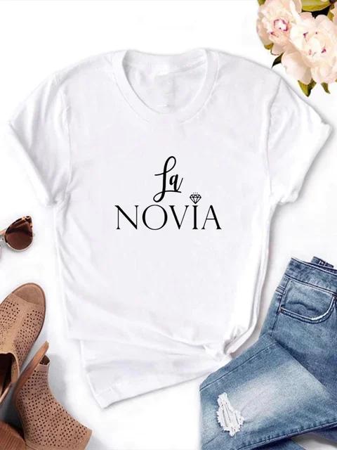 2023 Women La Novia Spain Inscriptions Team Bride Femme Wedding Shower T-Shirt Girl Bachelorette Hen Party T Shirts Unisex