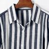 Men's Linen Short Sleeve Shirt Striped Button Down Casual Lightweight Breathable Open Front Collared Top for Summer Daily Wear