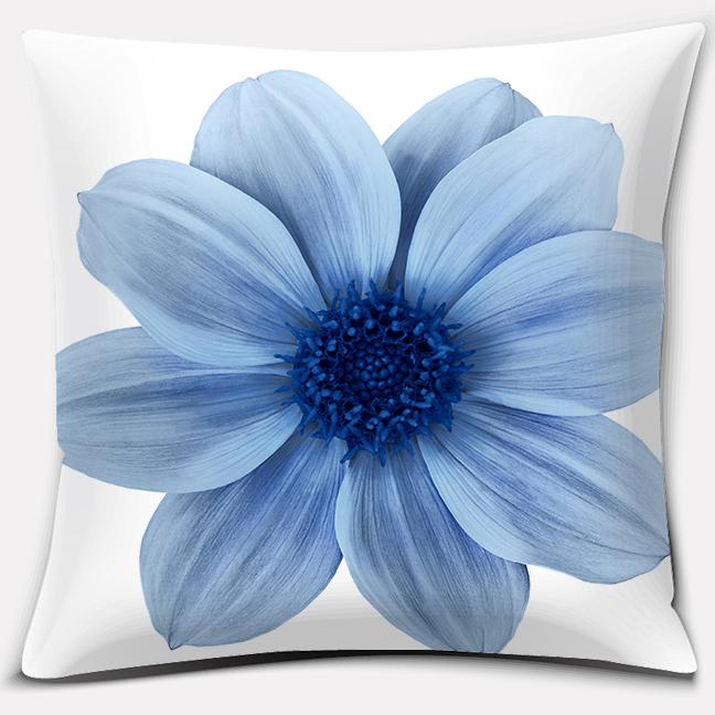 Modern Blue Flowers Collection Doublesided Printed pillow cover Short plush Suitable living rooms bedrooms throw cushion cover