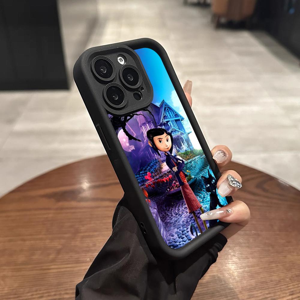 Custodia per telefono anime C- Coraline per iphone 17 16 Air 15 14 13 11 12 Pro Max Plus Cover guscio morbido