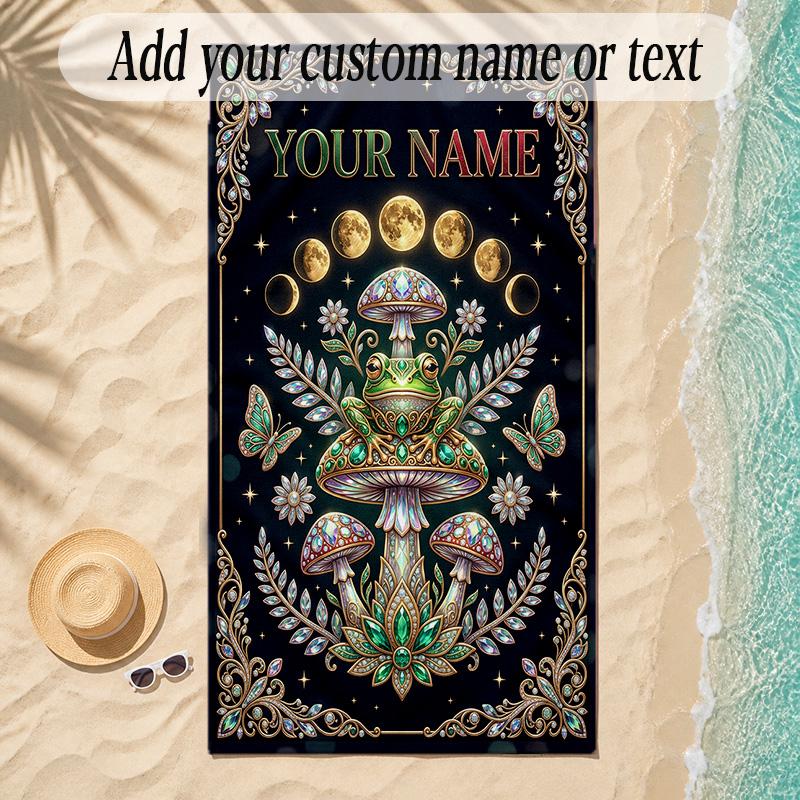 Forest Theme Soft Beach Towel Personalized Custom Name Text Towel Portable for Beach Pool Travel