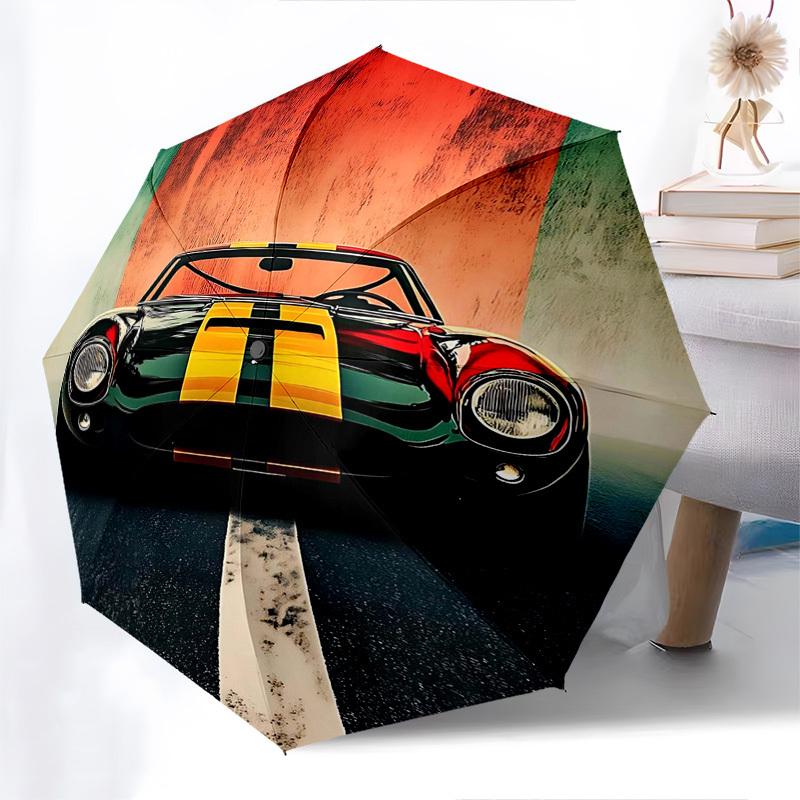 

1pc Stylish Sports Car Print Automatic Folding Umbrella, Portable 3-Fold Design with Iron Frame, Perfect for Fans, Travelers, Daily Use, and Gifts!X07