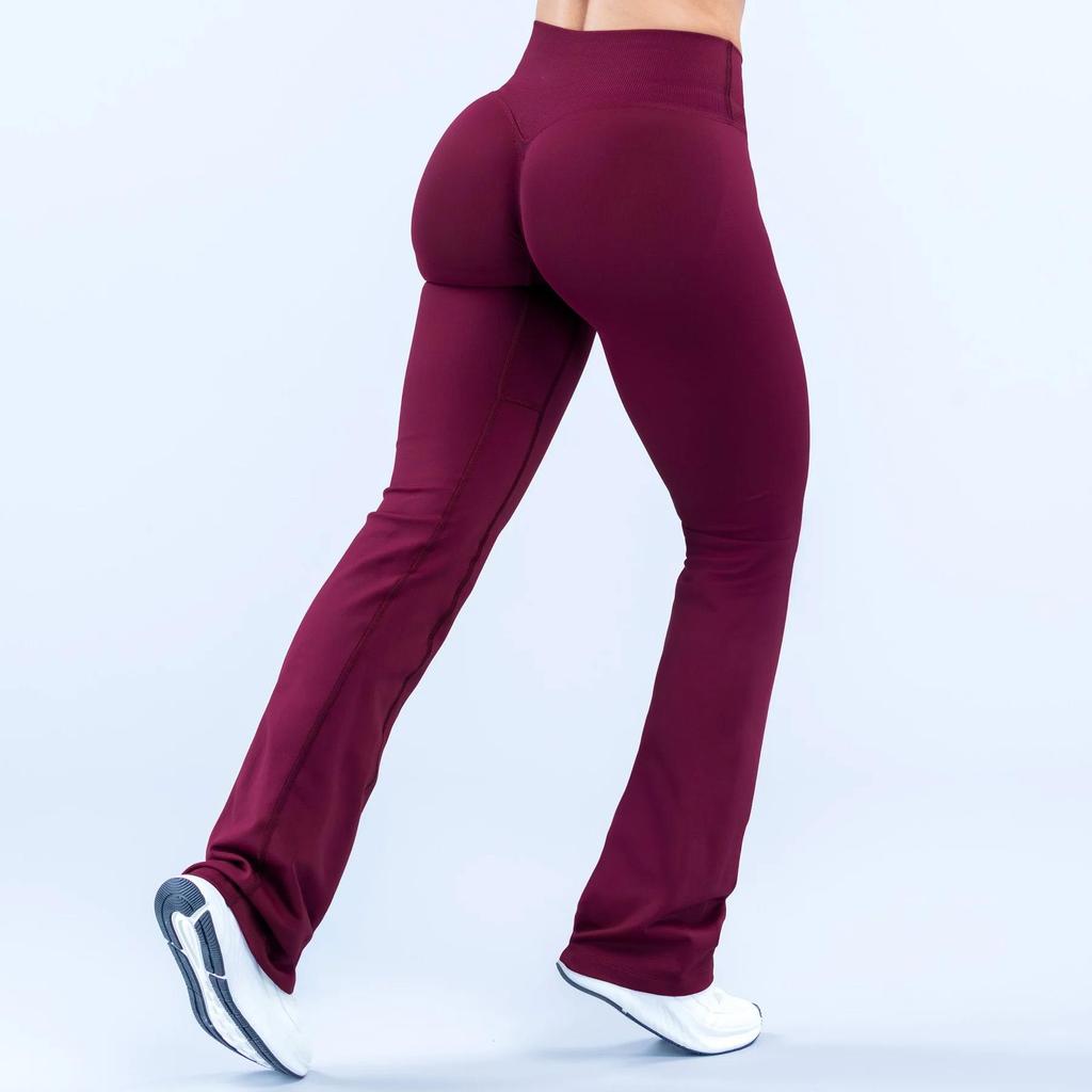 Seamless European-American Yoga Flare Pants: Cross Waist, Hip Lifting, Tight-Fit for Running, Cycling & Fitness
