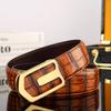 Men's Crocodile Pattern Stainless Steel Buckle Leather Belt