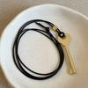 Metal Key Shaped Pendant Necklace For Women Girls Simple Long Wax Rope Sweater Chain Fashion Accessory New Gifts