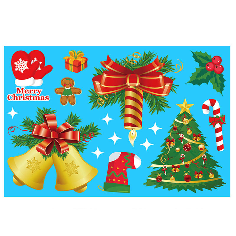Christmas Windows Static Stickers Wall Clings Removable Vinyl Santa Claus Snowman Diy Door Mural Decals Stickers