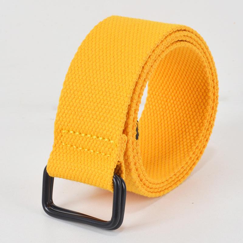 

Унисекс холщовый ремень без отверстий с пряжкой с двумя кольцами - Идеально подходит для студентов, военной подготовки и моды. 110cm x 3.0cm жёлтый