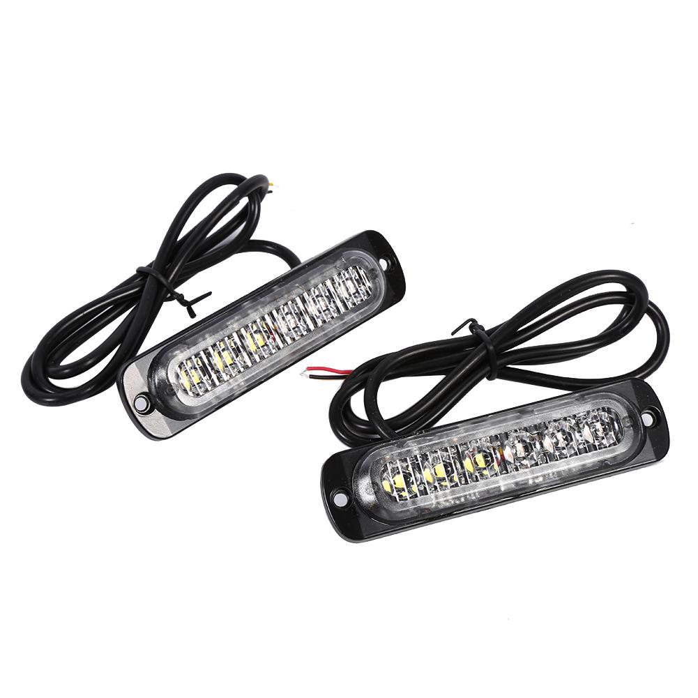 2pcs 12V 6 LED Car Truck Emergency Warning Strobe Light Hazard Flashing Lamp Amber  White