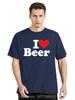 Funny I Love Beer Red Heart Men's Clothing Fashion Casual Oversized T-shirt Drinking Fitness T Shirt Funny Print Cotton Tshirt