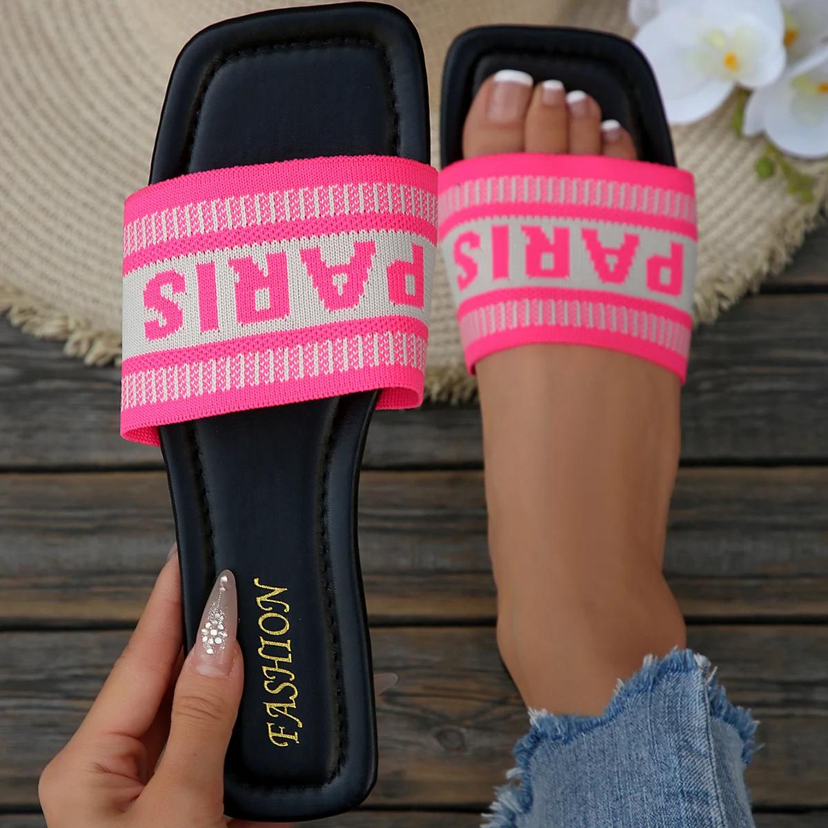 

Fashion Women Slippers Fashion New 2025 Slippers Classic Simplicity Sandals Cloth Cover Letter Outdoor Casual Flat Shoes Slides Women 36