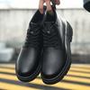 Martin Boots Men's British Style Mid-help Casual Leather Shoes Black Lace-up Tooling Shoes Autumn and Winter New Men's Velvet Shoes