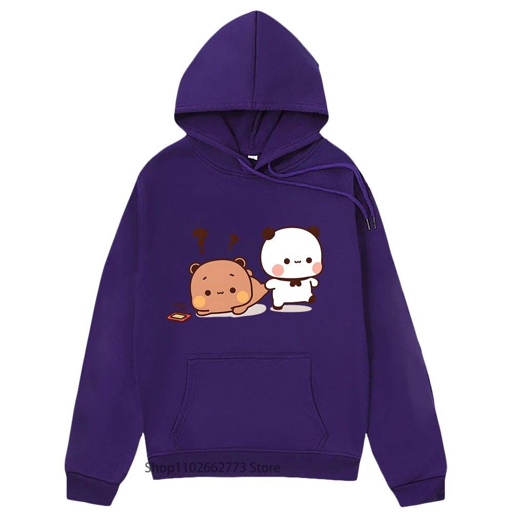 Panda Bär Grafik Hoodies Cartoon Bubu und Dudu Sweatshirt Mädchen Kawaii Print Pullover Frauen Casual Y2k Kleidung Streetwear Unisex