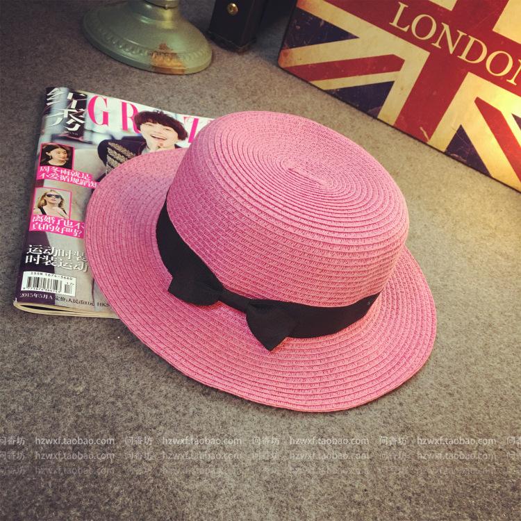 Summer Top Hat Children's Bowl Straw Hat, Pepper Bow Bowl Sunshade Sunscreen Beach Hat