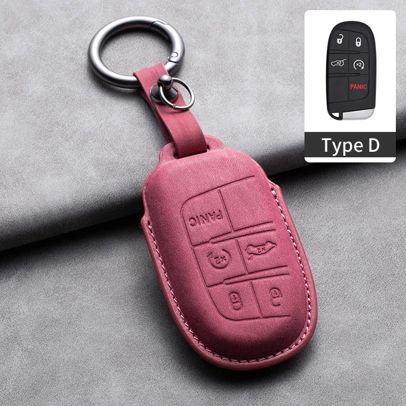 Leather Car Key Case Cover Shell For Jeep Chrysler 300 200 Dodge Charger Grand Cherokee Wrangler Compass Renegade For Fiat 500X