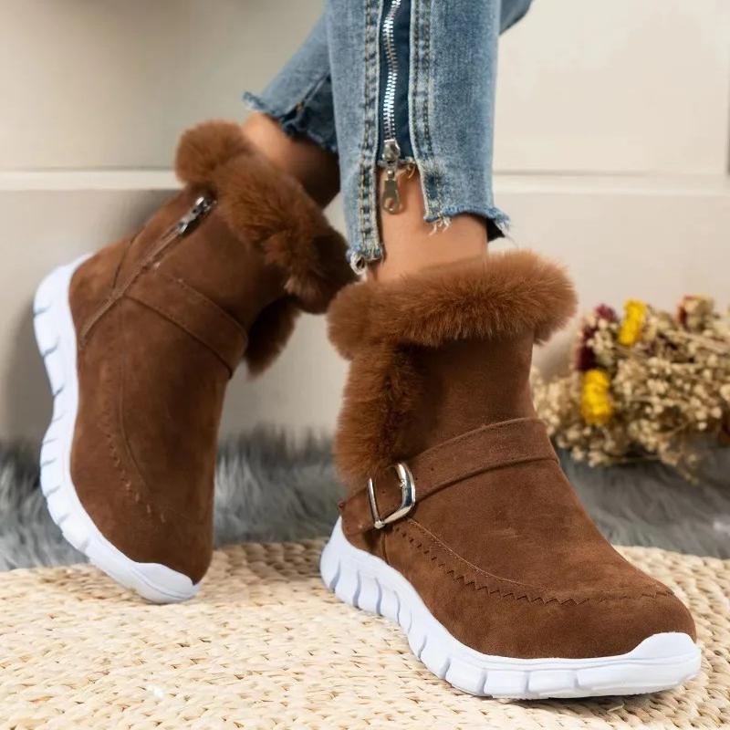 Fashion High Quality Warm Women's High Top Boots Winter Plush Thick Sole Casual Comfort Faux Fur Women's Ankle Shoes Botas Mujer