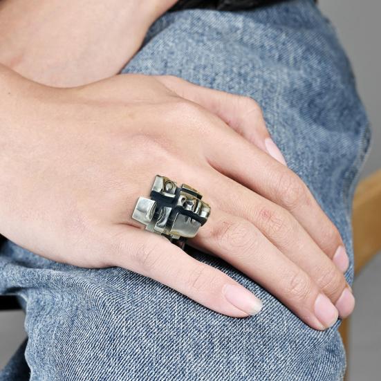 

Finger Ring Unisex Adjustable Split Character Design Ring Zinc Alloy Face Guard Themed Ring Jewelry Accessories A